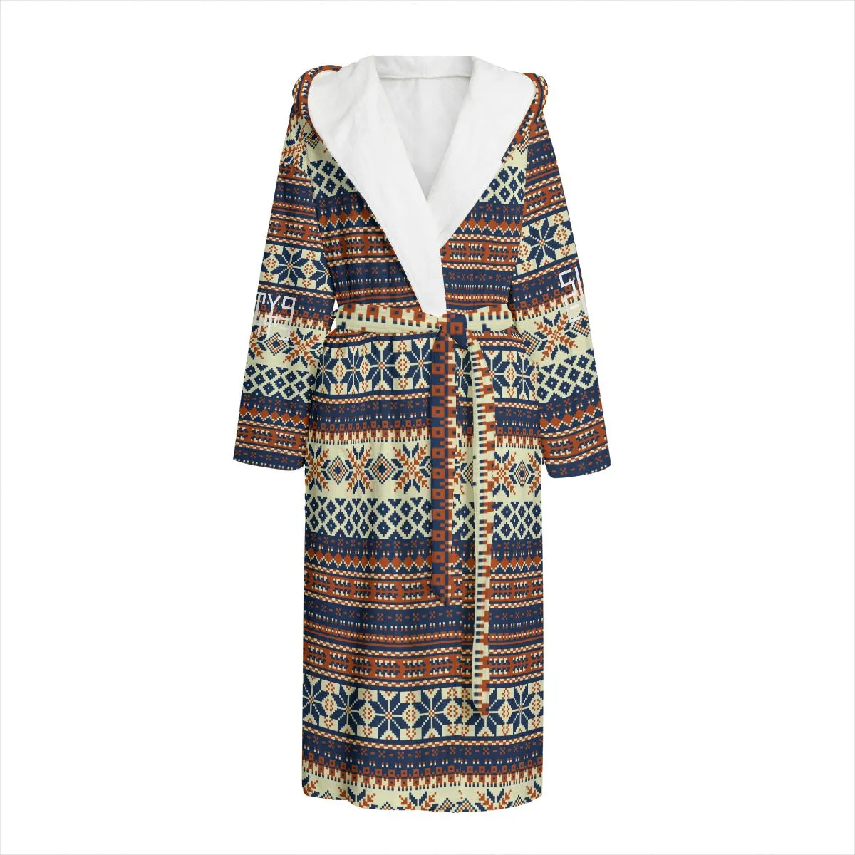 Sixty Eight 93 Logo White Unisex Flannel Hooded Bathrobe #14