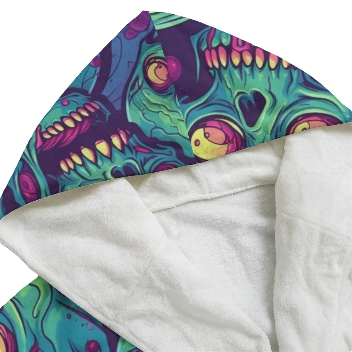 Sixty Eight 93 Logo White Unisex Flannel Hooded Bathrobe #6