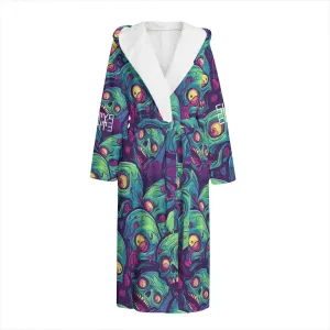 Sixty Eight 93 Logo White Unisex Flannel Hooded Bathrobe #6
