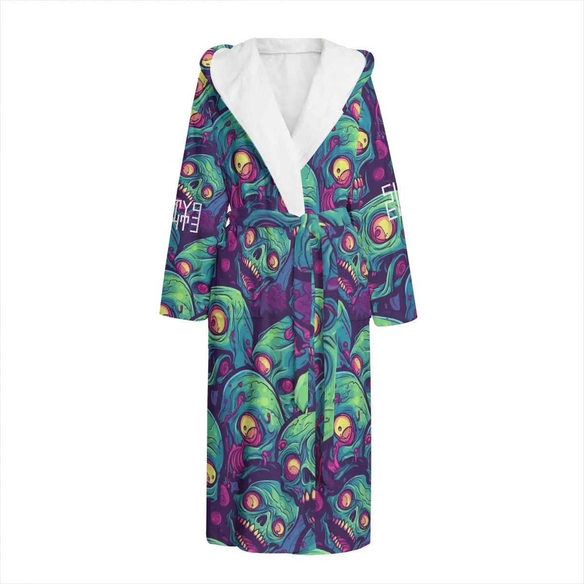 Sixty Eight 93 Logo White Unisex Flannel Hooded Bathrobe #6