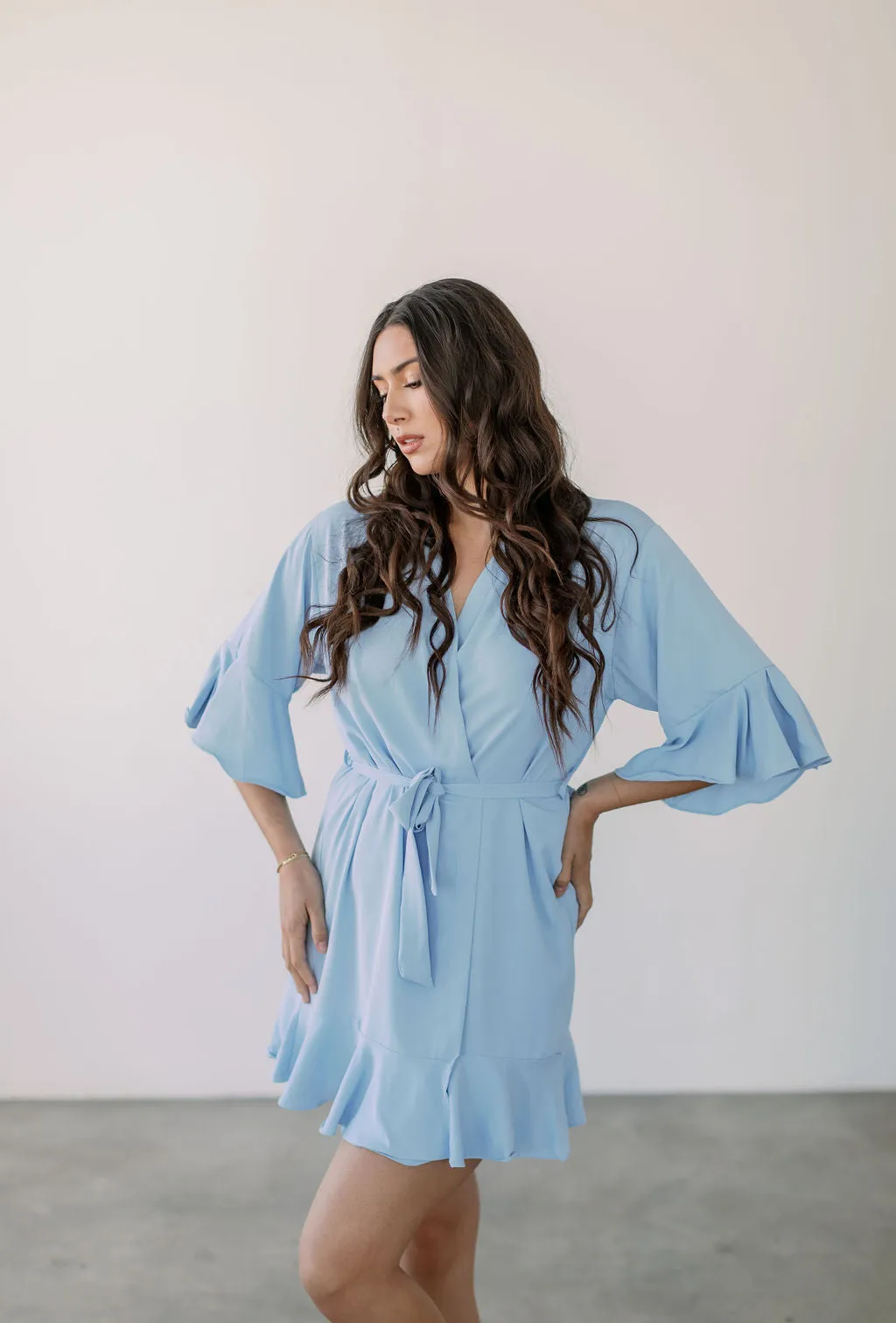Sky Blue Ruffle Robe