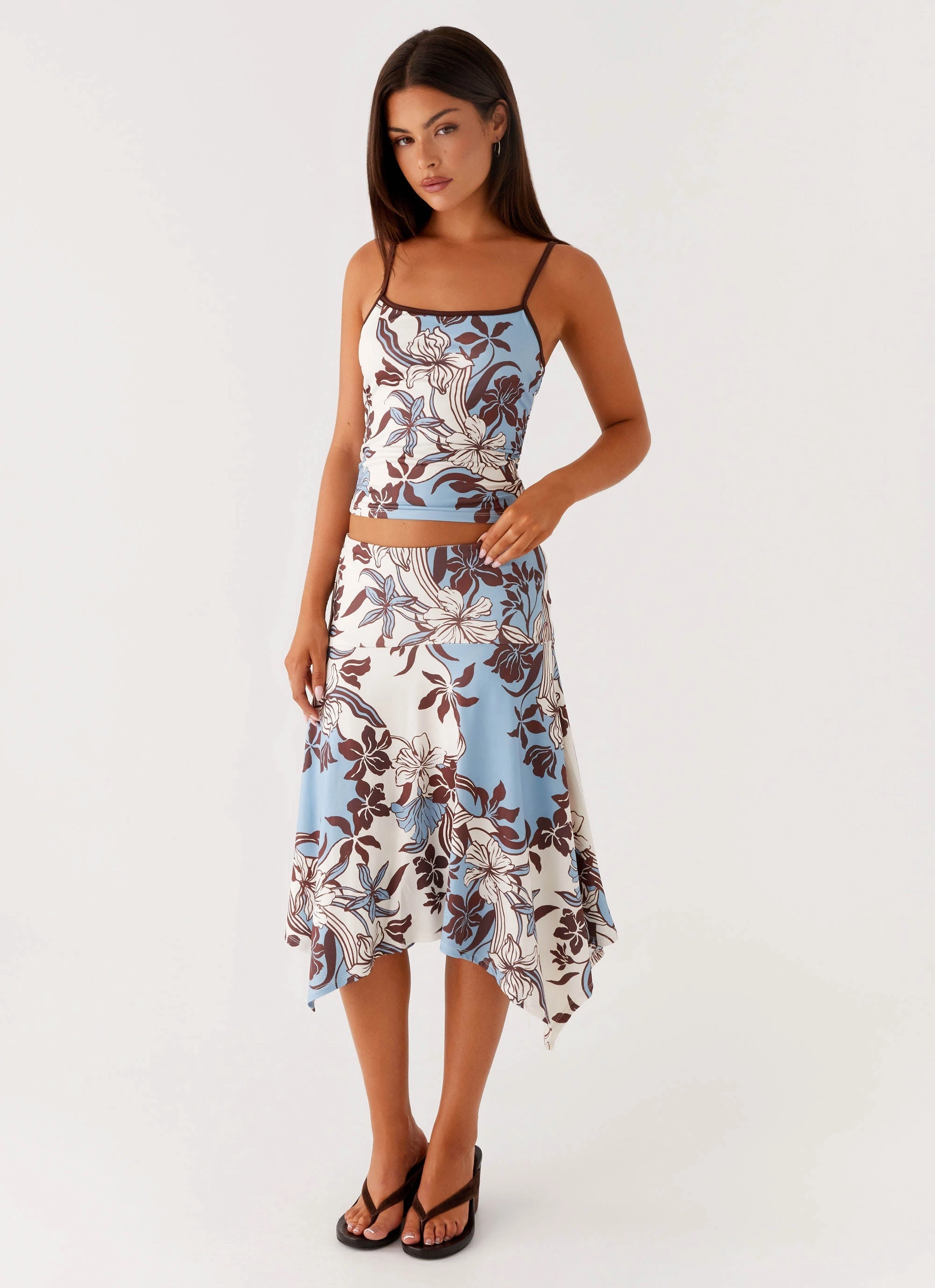 Occasion Dressing Skye Midi Skirt - Bluewood Blossom
