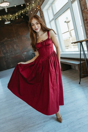 Relaxed Look Care-Instructions-Included Merlot Corset Dress