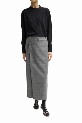Techy Bonded Wool Wrap Maxi Skirt Frayed Finish