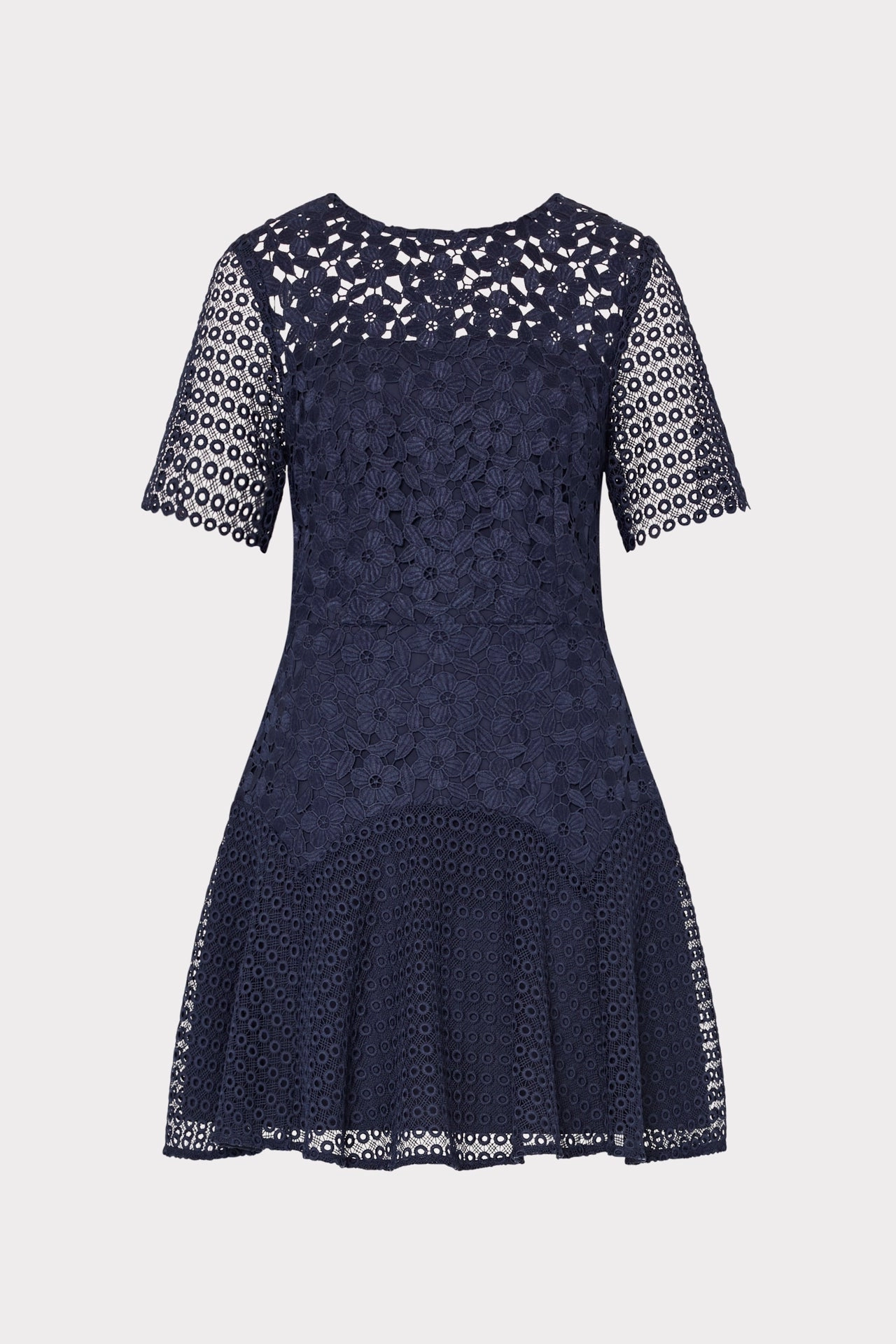 Travel Friendly Chic Tailoring Lana Floral Geo Combo Lace Mini Dress