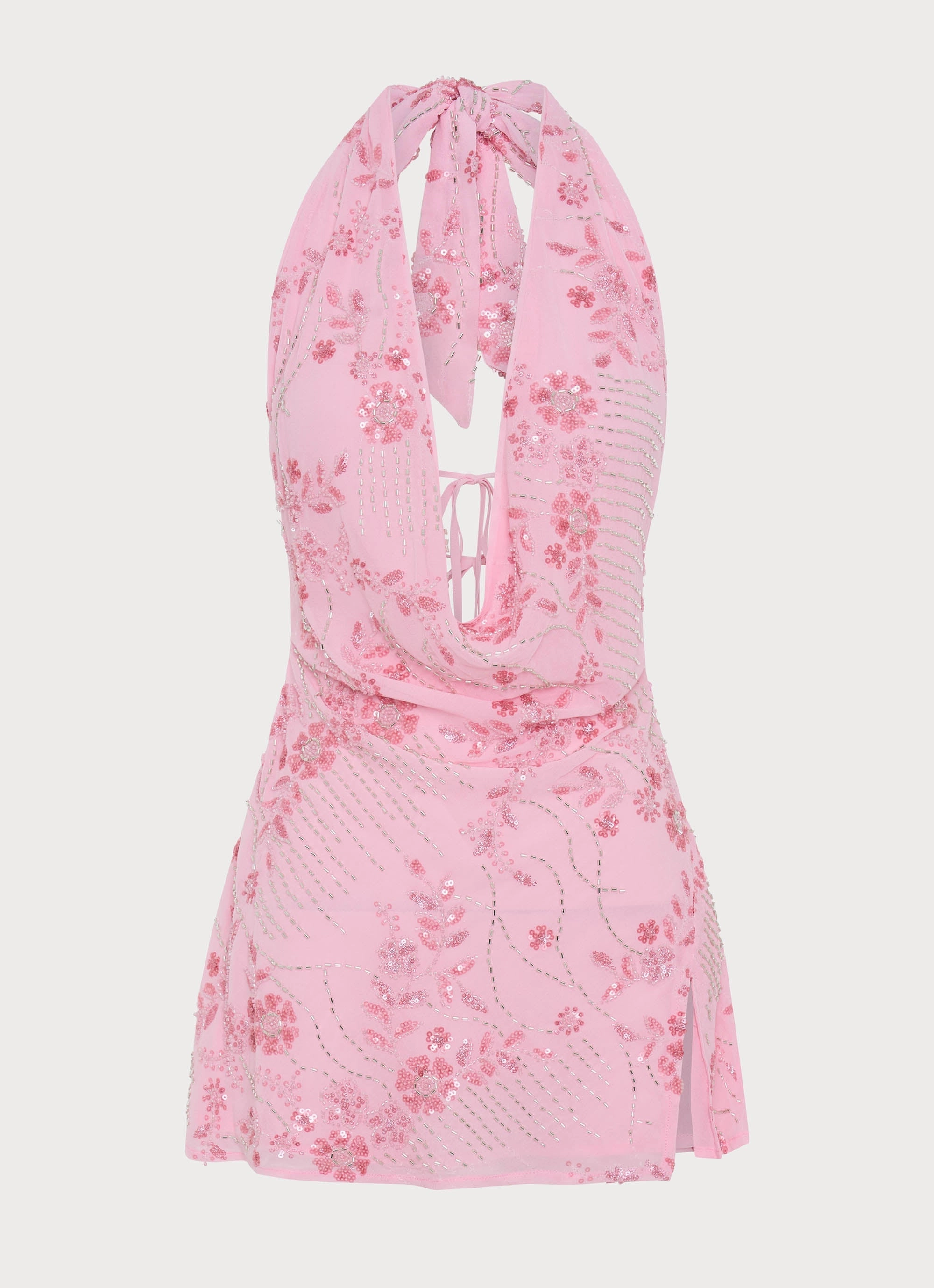 Cinzia Beaded Mini Dress - Pink Travel Influence Breathable fabric