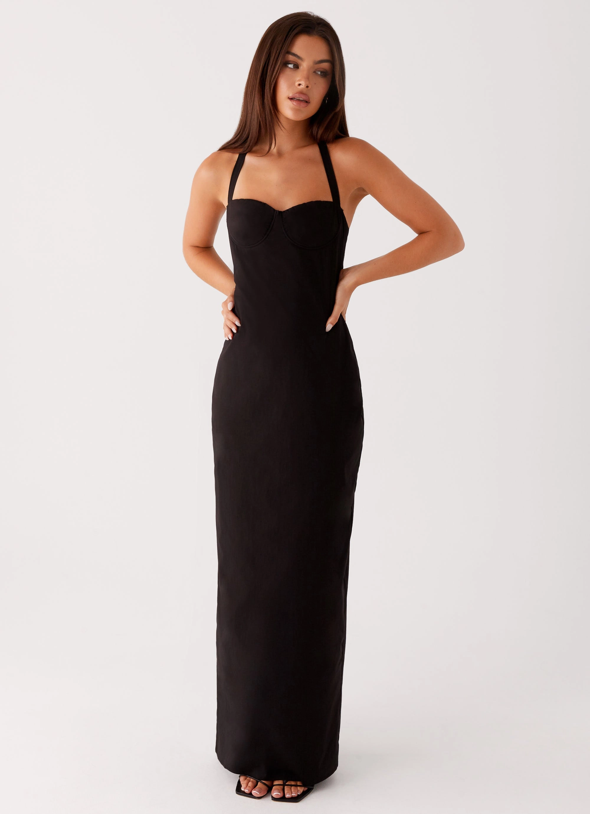 Cheryl Maxi Dress - Black Pearl-Detail Understated Glam