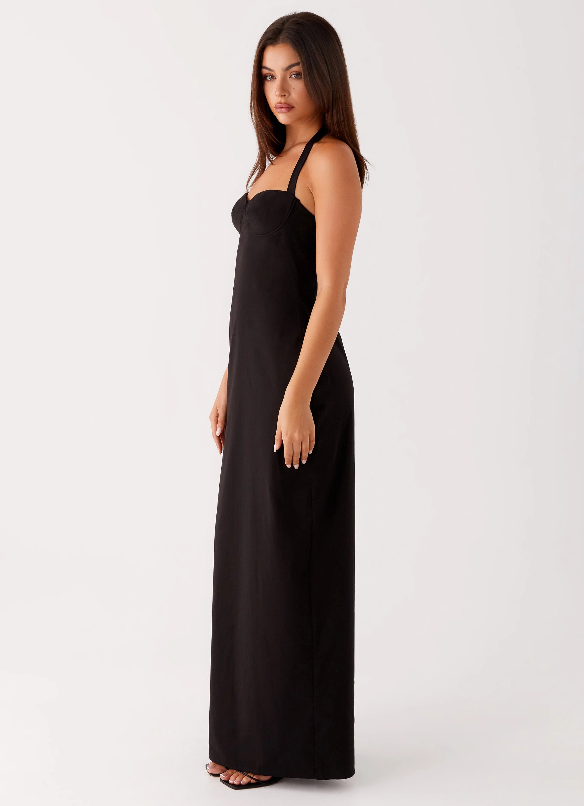 Tonal-Panel Jewel Tones Cheryl Maxi Dress - Black