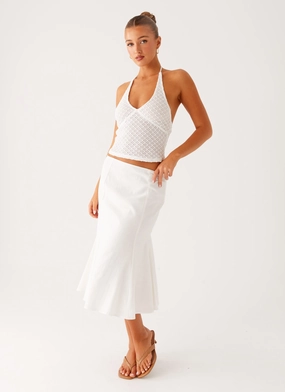 Olive Midi Skirt - Ivory Comfortable Motion Natural Look