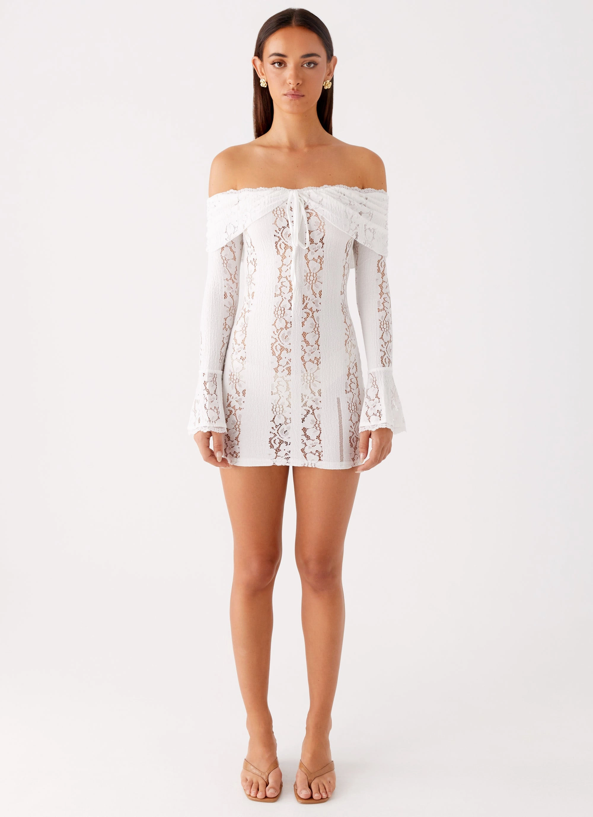 Syvanna Lace Mini Dress - White Bohemian vibe Suede Feel