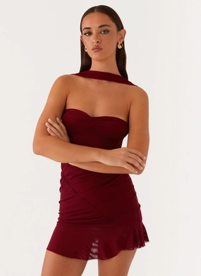 Water Resistant Pari Open Back Mini Dress - Mulberry