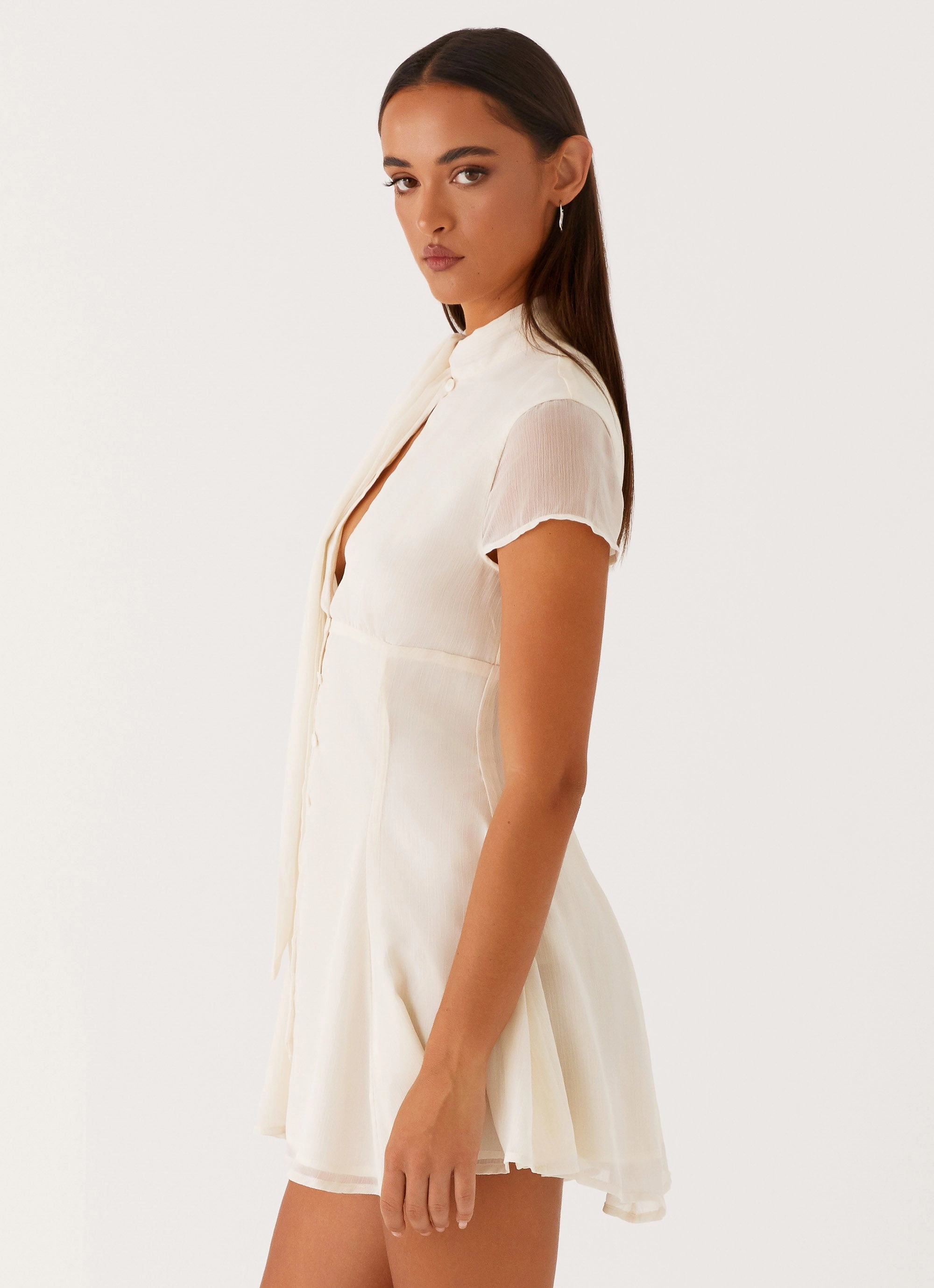 Karling Mini Dress - Ivory Designer Inspired Fade Resistant Cloth
