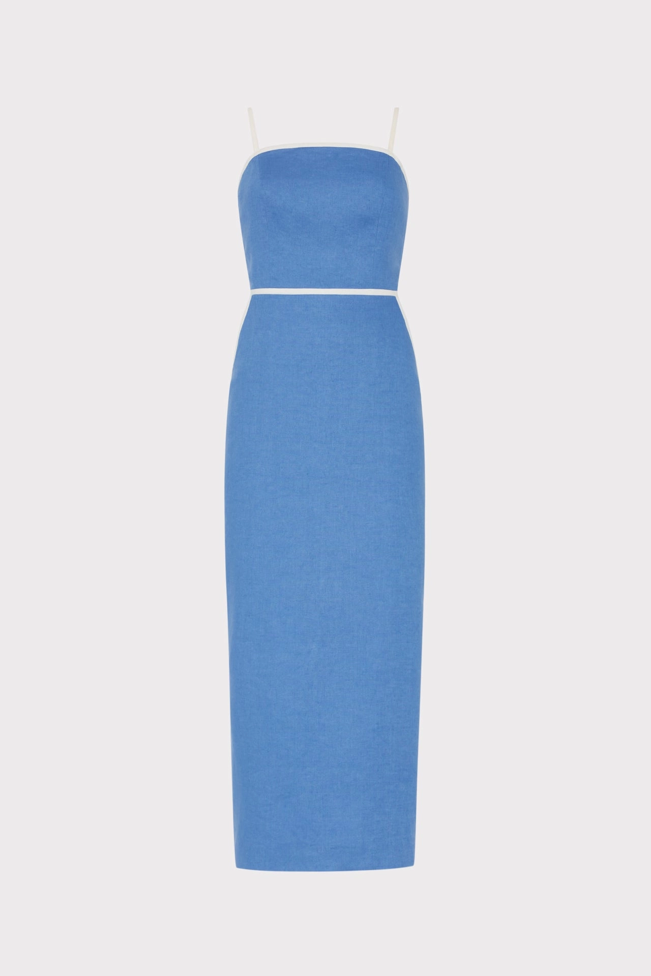 Halter-Neck Amara Linen Contrast Midi Dress