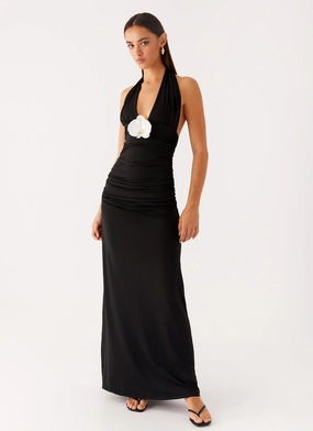 Formal Choice Dance Night Adalie Halter Neck Midi Dress - Black