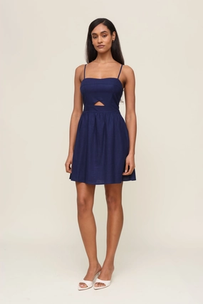 The Abby Linen Mini Dress Flattering Waist Design