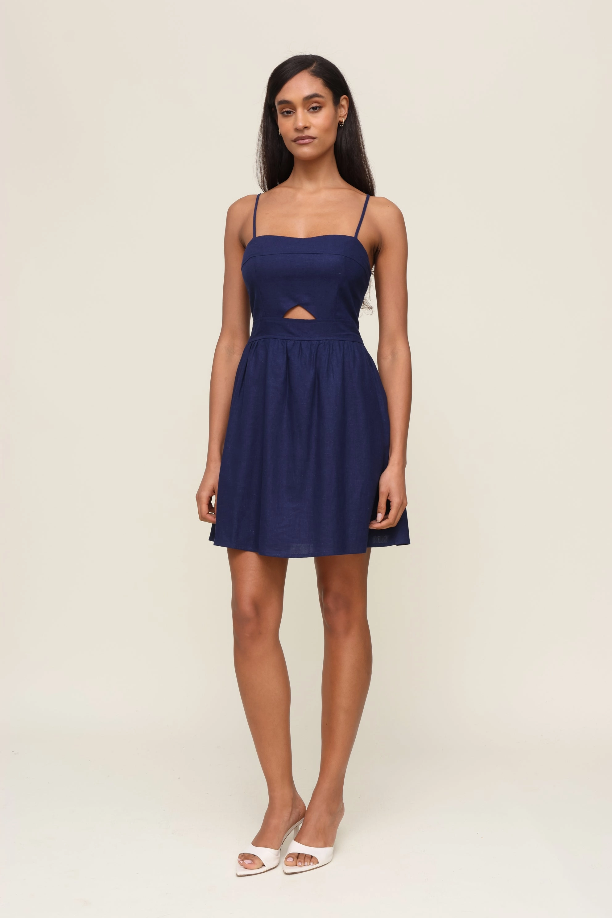 The Abby Linen Mini Dress Flattering Waist Design