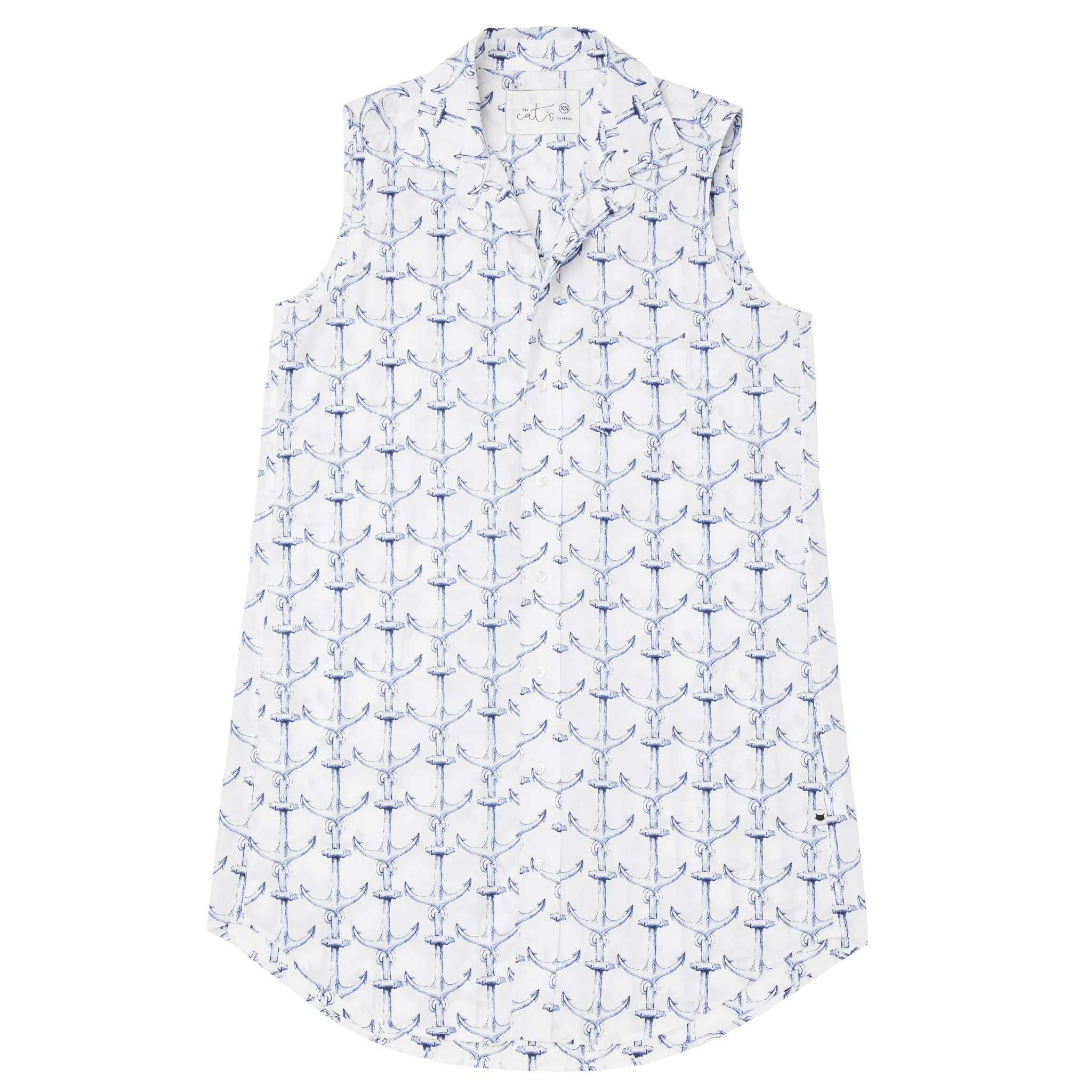 Sleeveless Pima Cotton Night Shirt - Anchors Away!
