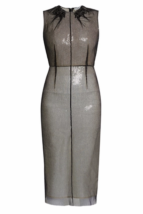 Sleeveless Pencil Midi Dress Flower Soft Light Blend