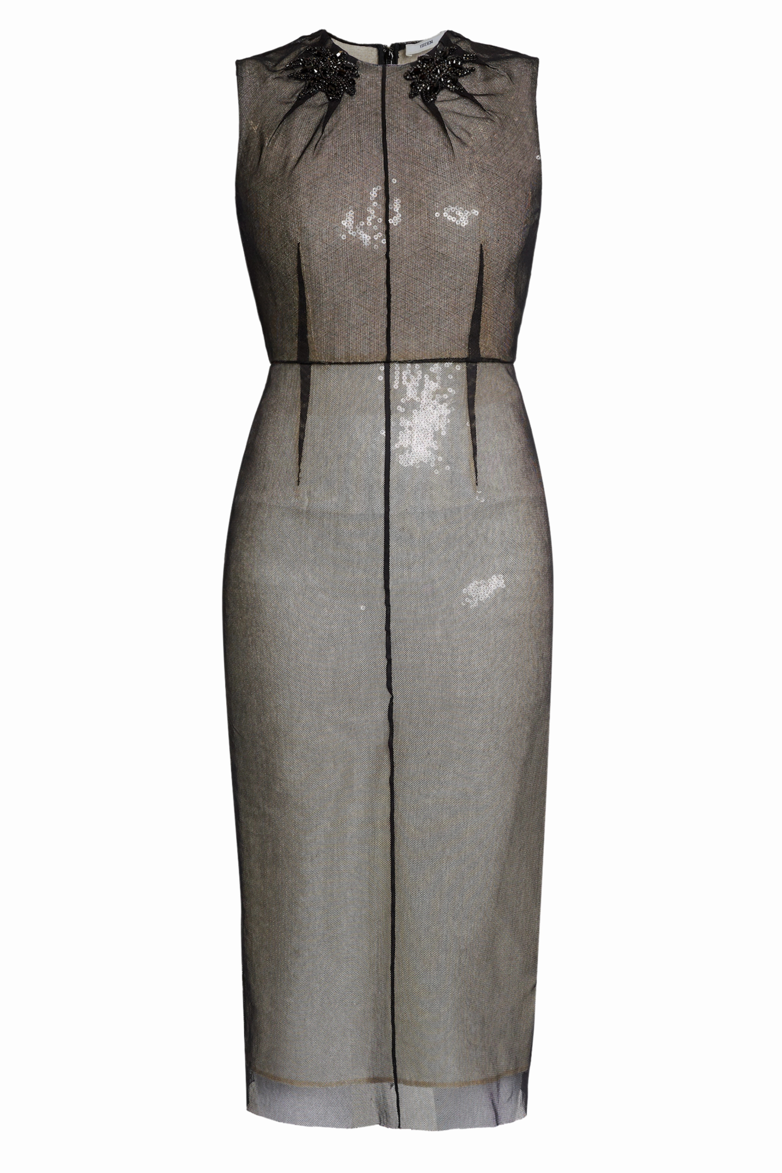 Sleeveless Pencil Midi Dress Flower Soft Light Blend