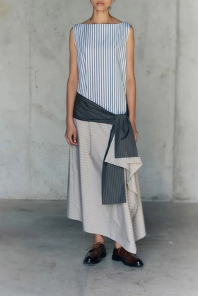 Sleeveless Stripe Drape Dress Love Blend