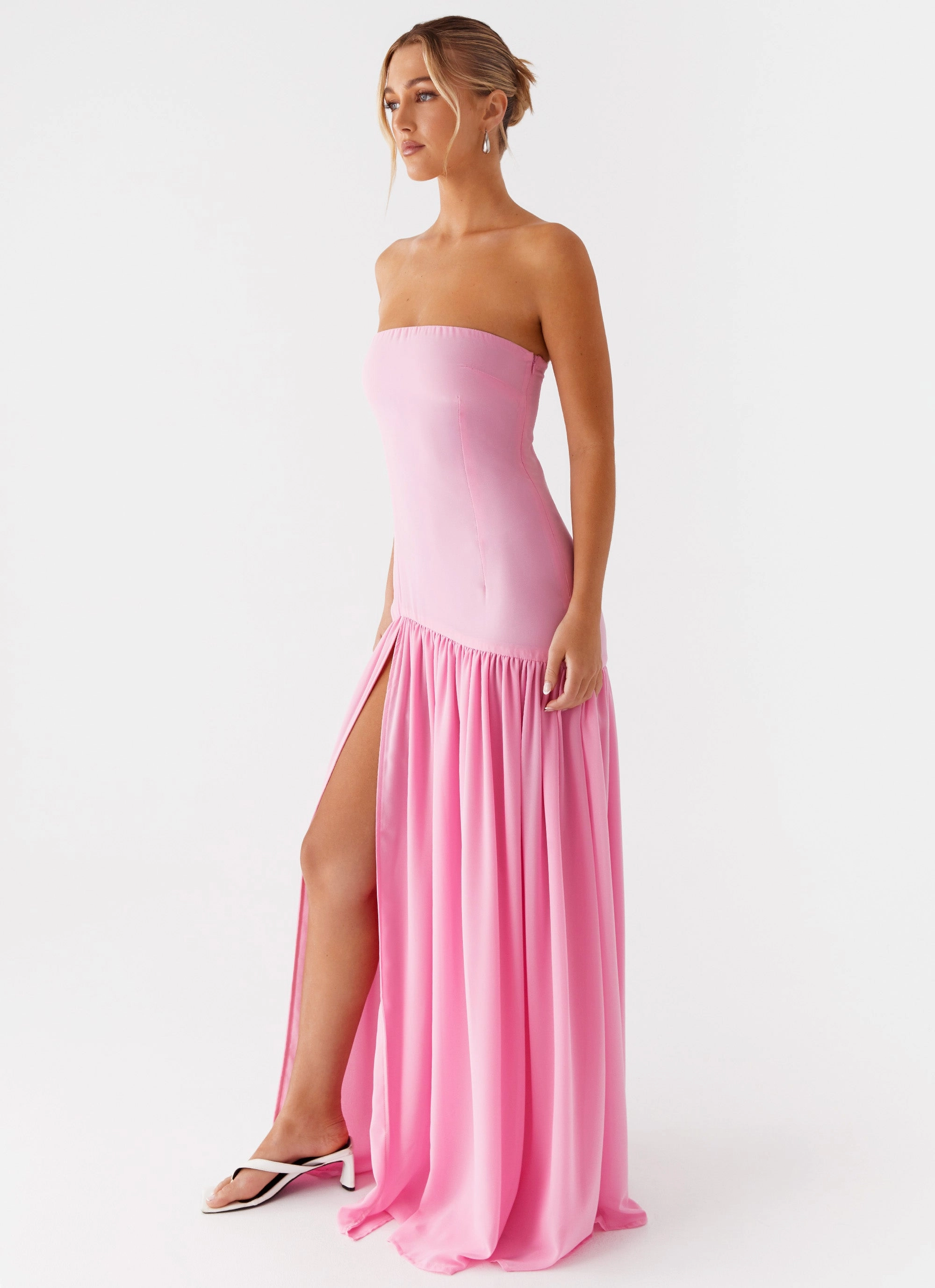 Eden Strapless Maxi Dress - Pink Hidden-Pocket