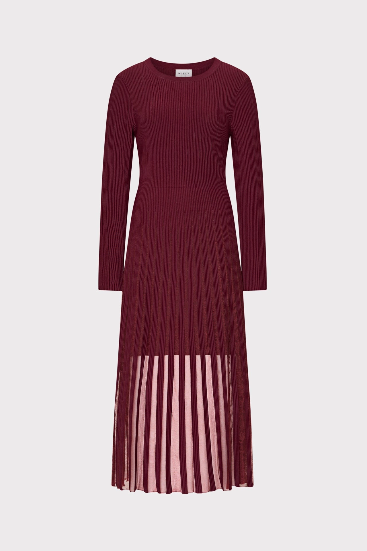 Sheer Knit Long Sleeve Midi Dress Minimal Touch