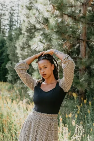 BreathableFabric Elizabeth Top in Black on Gingham Cotton