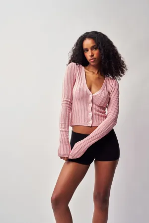 Slinky Rib Cardigan Comfortable Collar Machine Washable Fabric