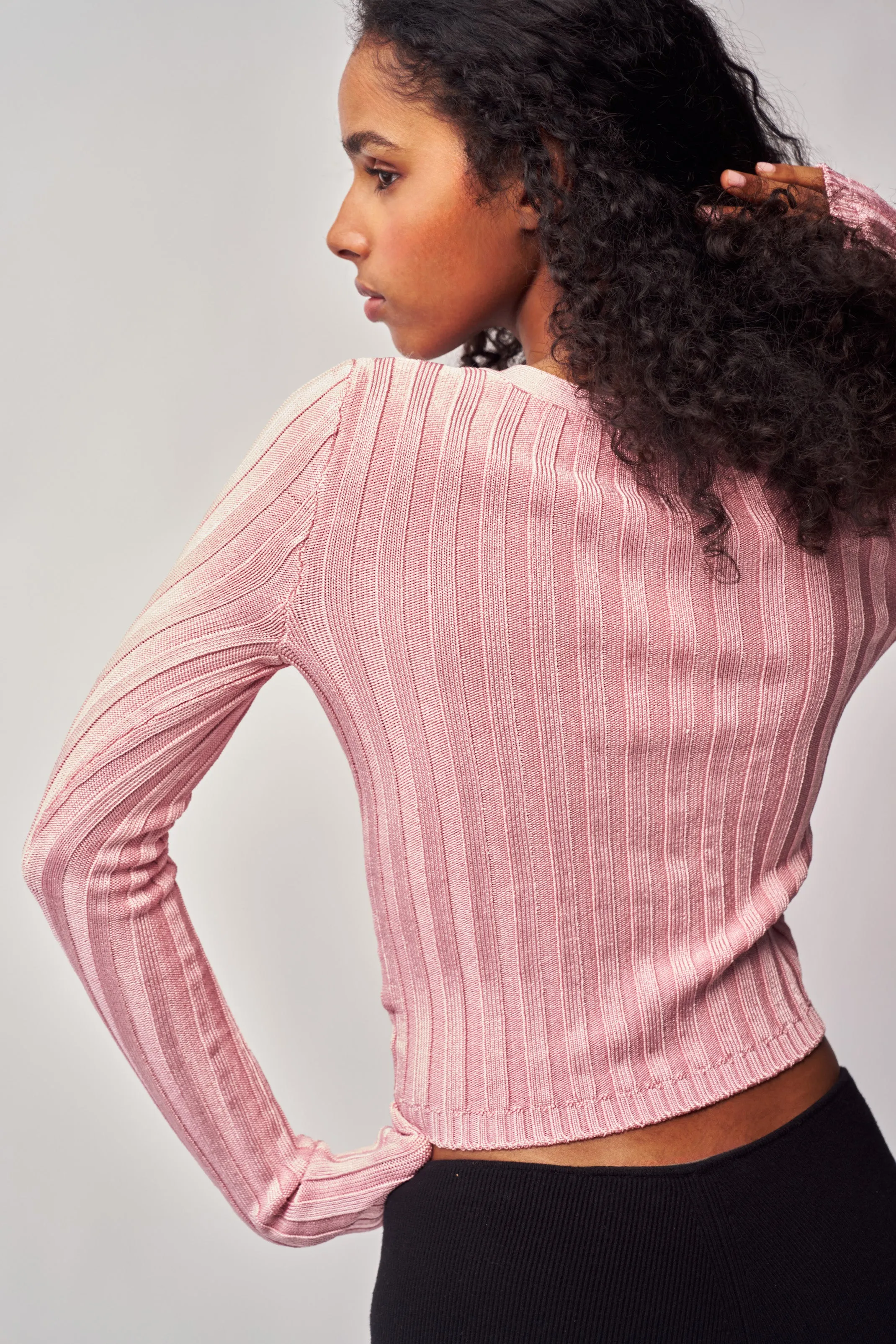 Slinky Rib Cardigan MultiPocket wrinkle free finish
