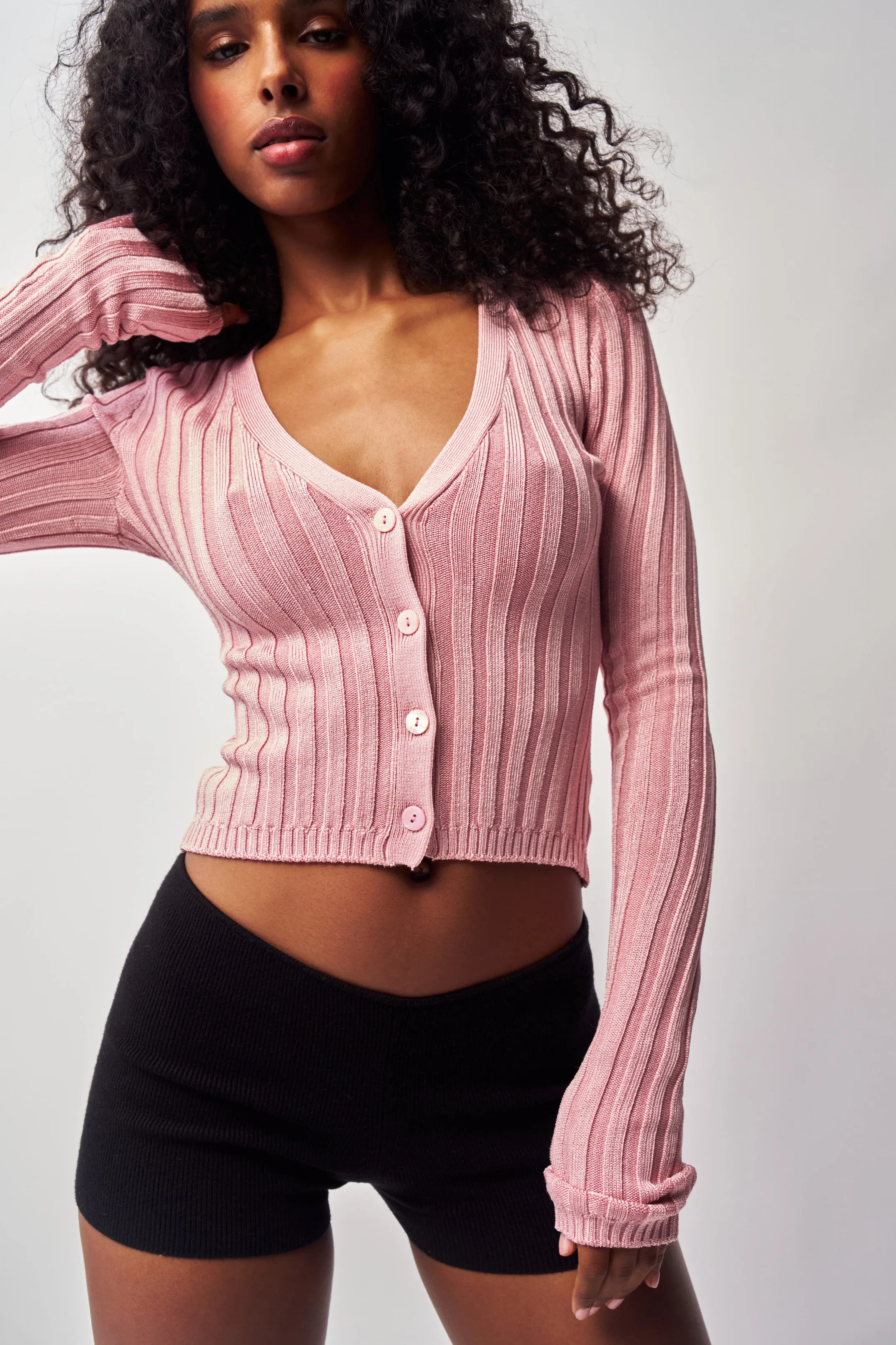 Slinky Rib Cardigan HighStretch Formal Tank