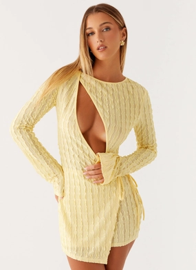 Outfit Game Flexible Comfort Alfie Mini Dress - Pastel Yellow