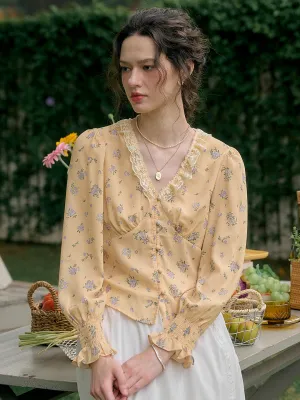 Non Restrictive Mobility Vintage Pullover ??Final Sale??Laurel V-Neck Floral Blouse