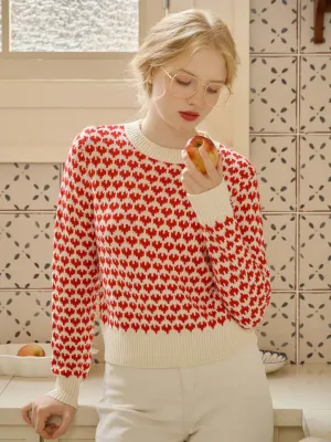 Serenity Contrast Round Neck Sweetheart Sweater Elegant Look Stretch Comfort