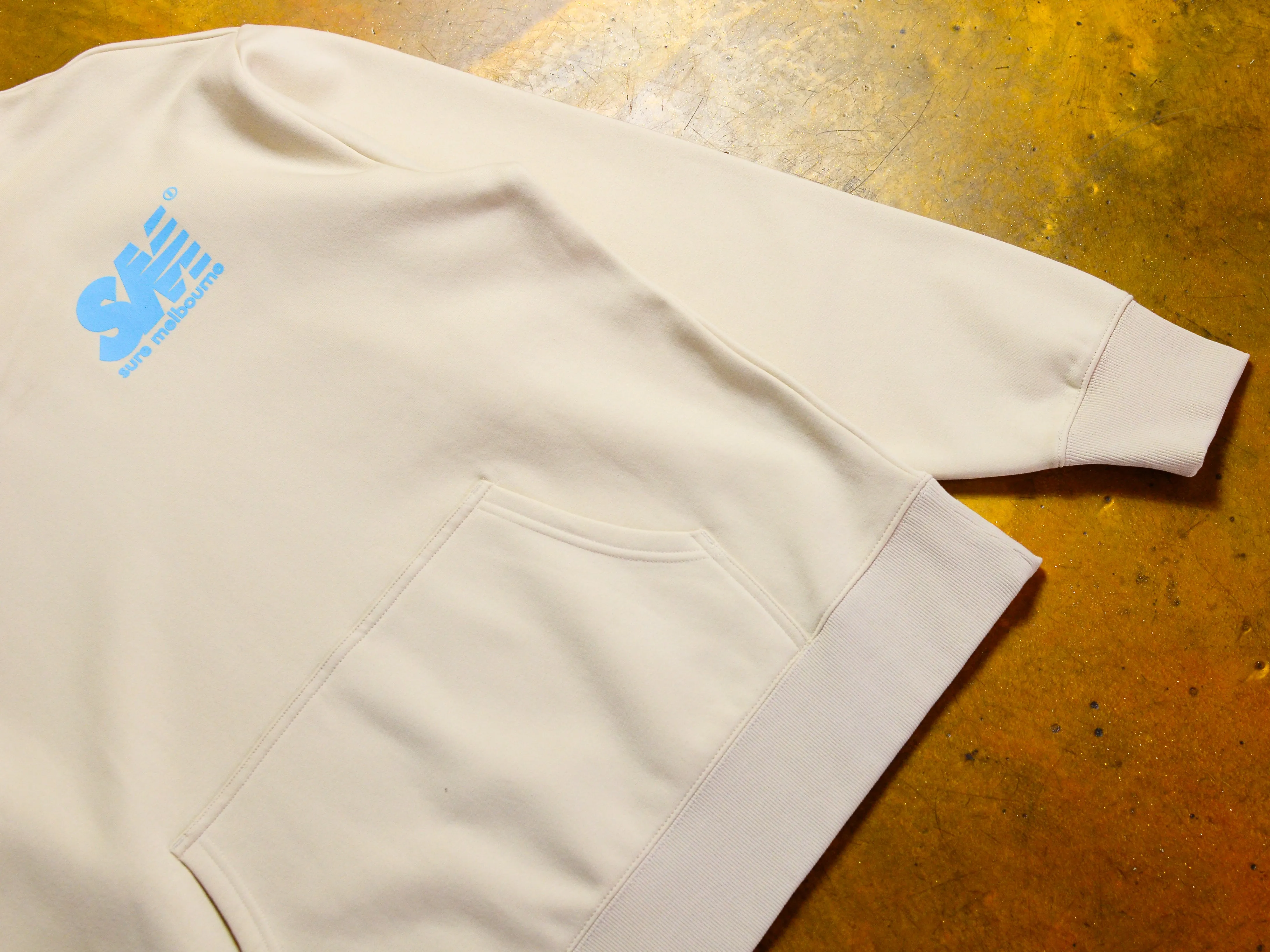 SM Hooded Fleece - Ecru / Sky Blue