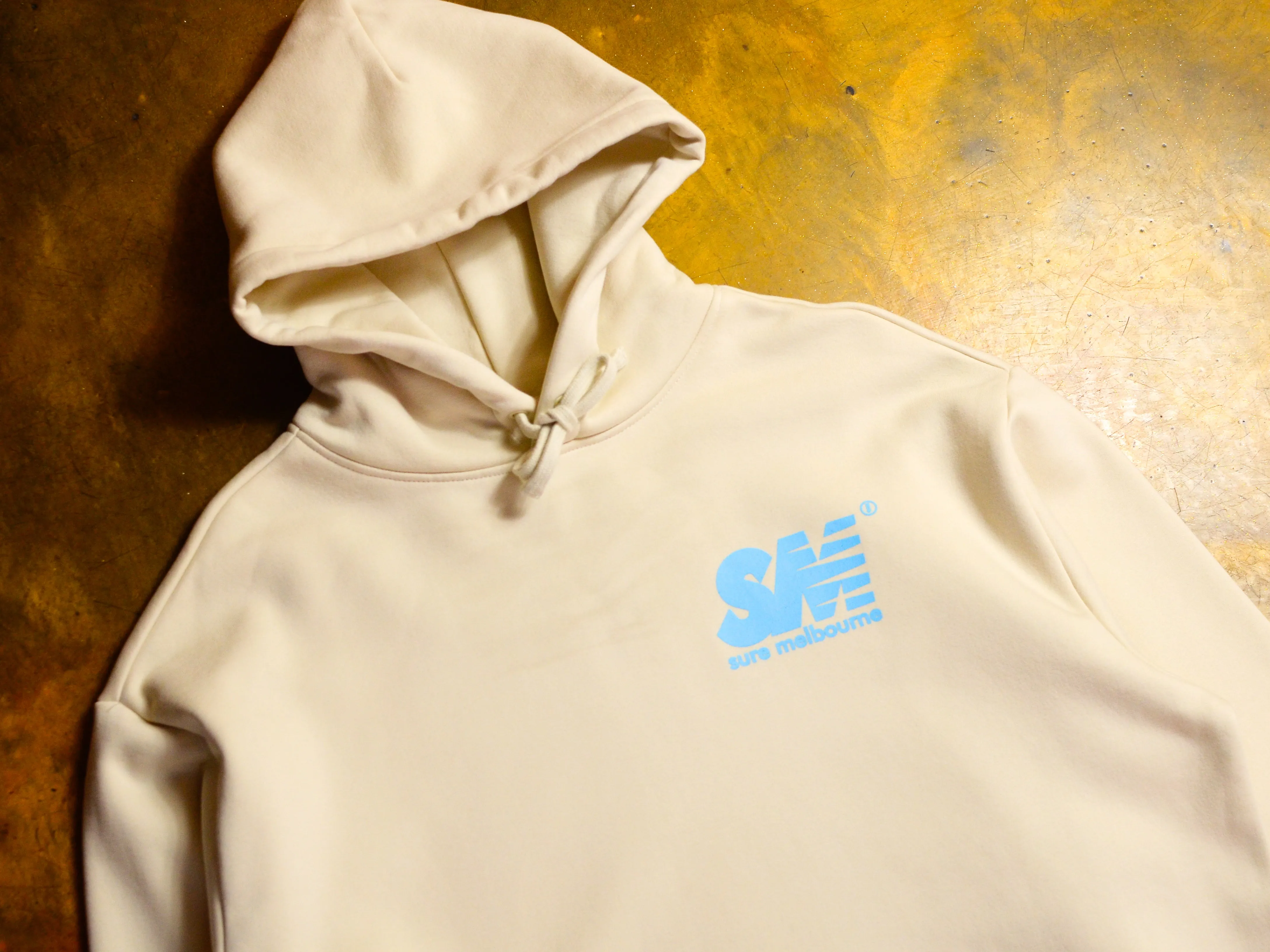 SM Hooded Fleece - Ecru / Sky Blue