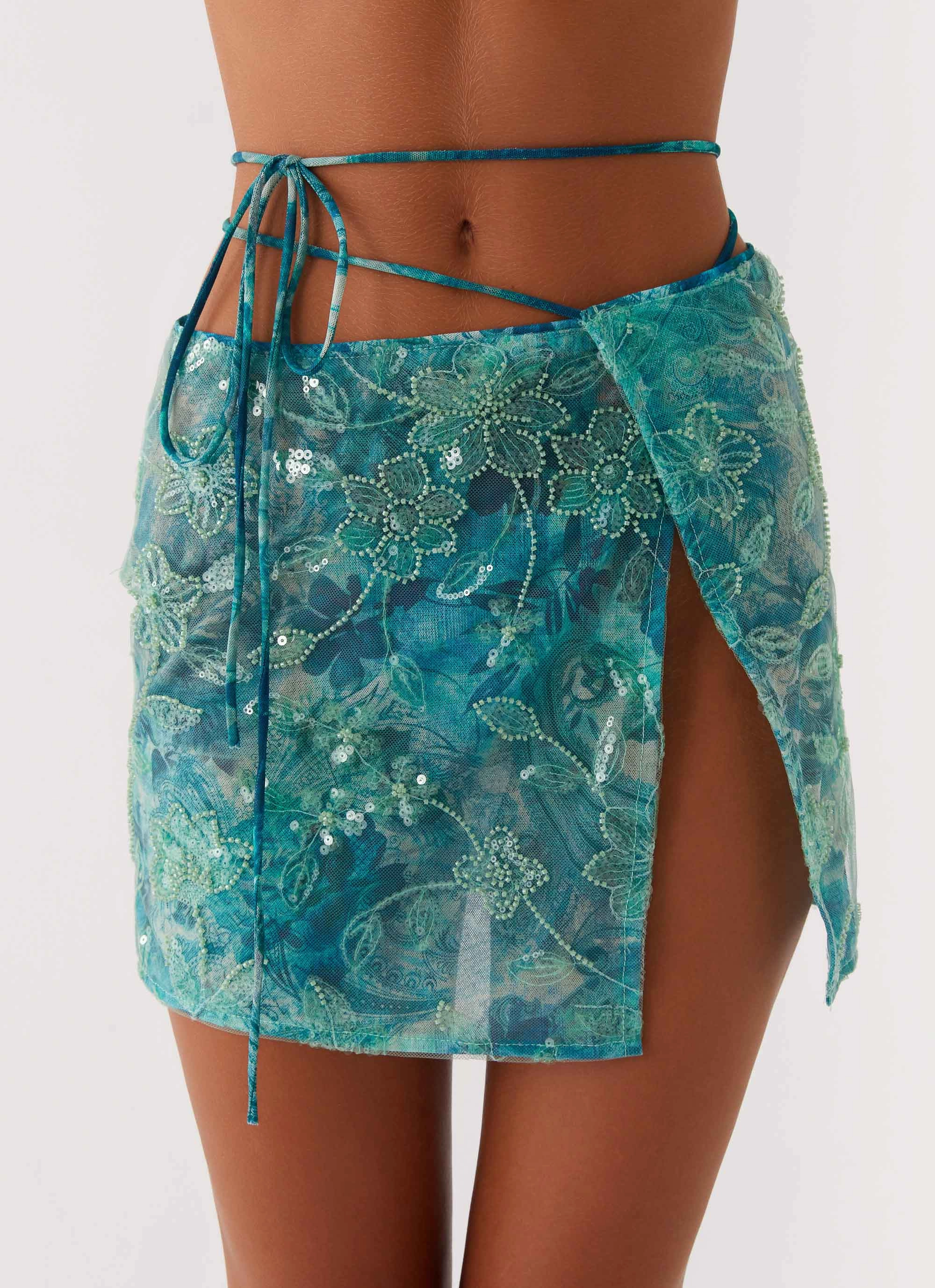 Stacie Mini Skirt - Teal Stylish Finish