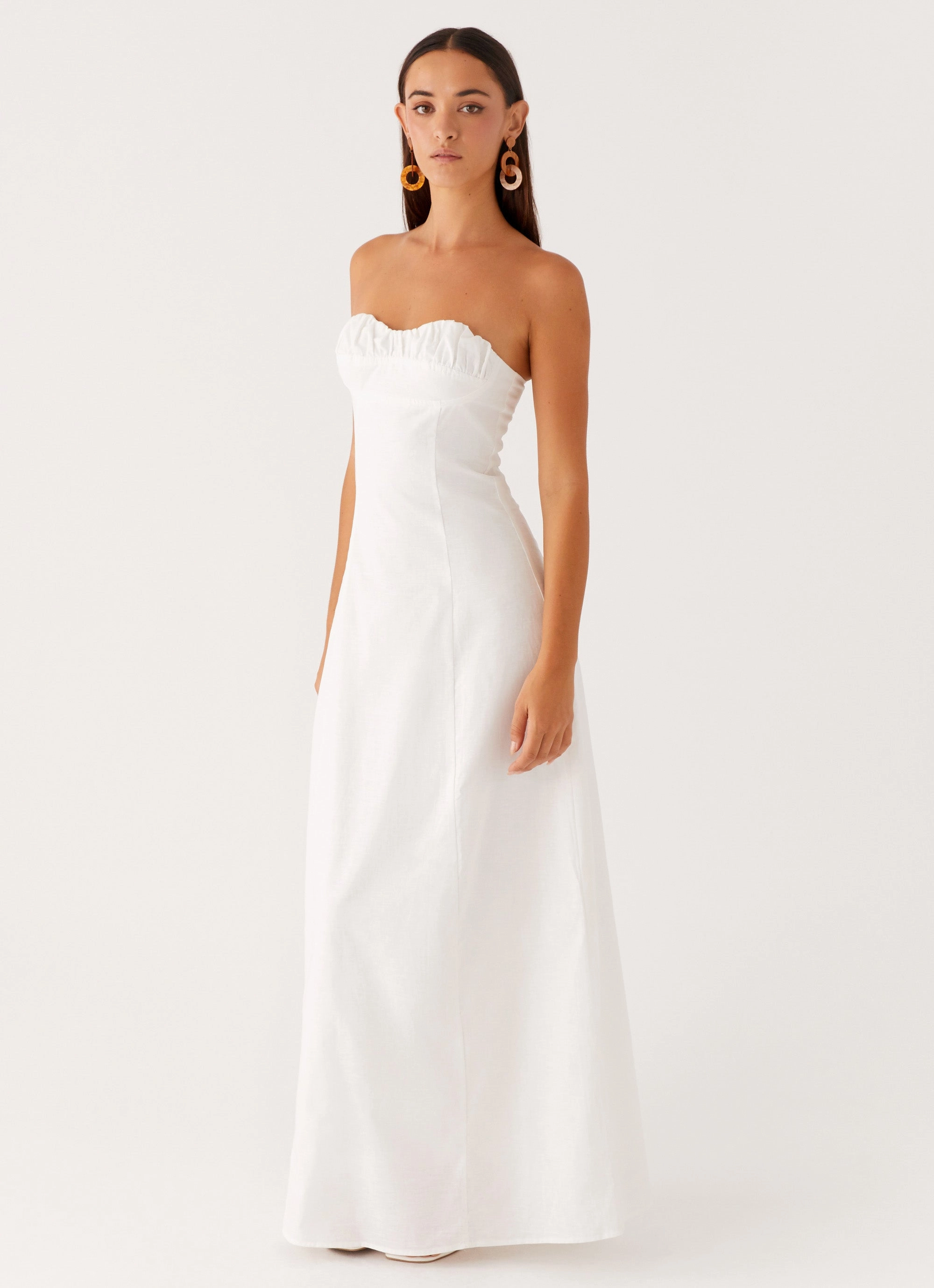 Japan Line Artistic Flair Tayla Linen Maxi Dress - White