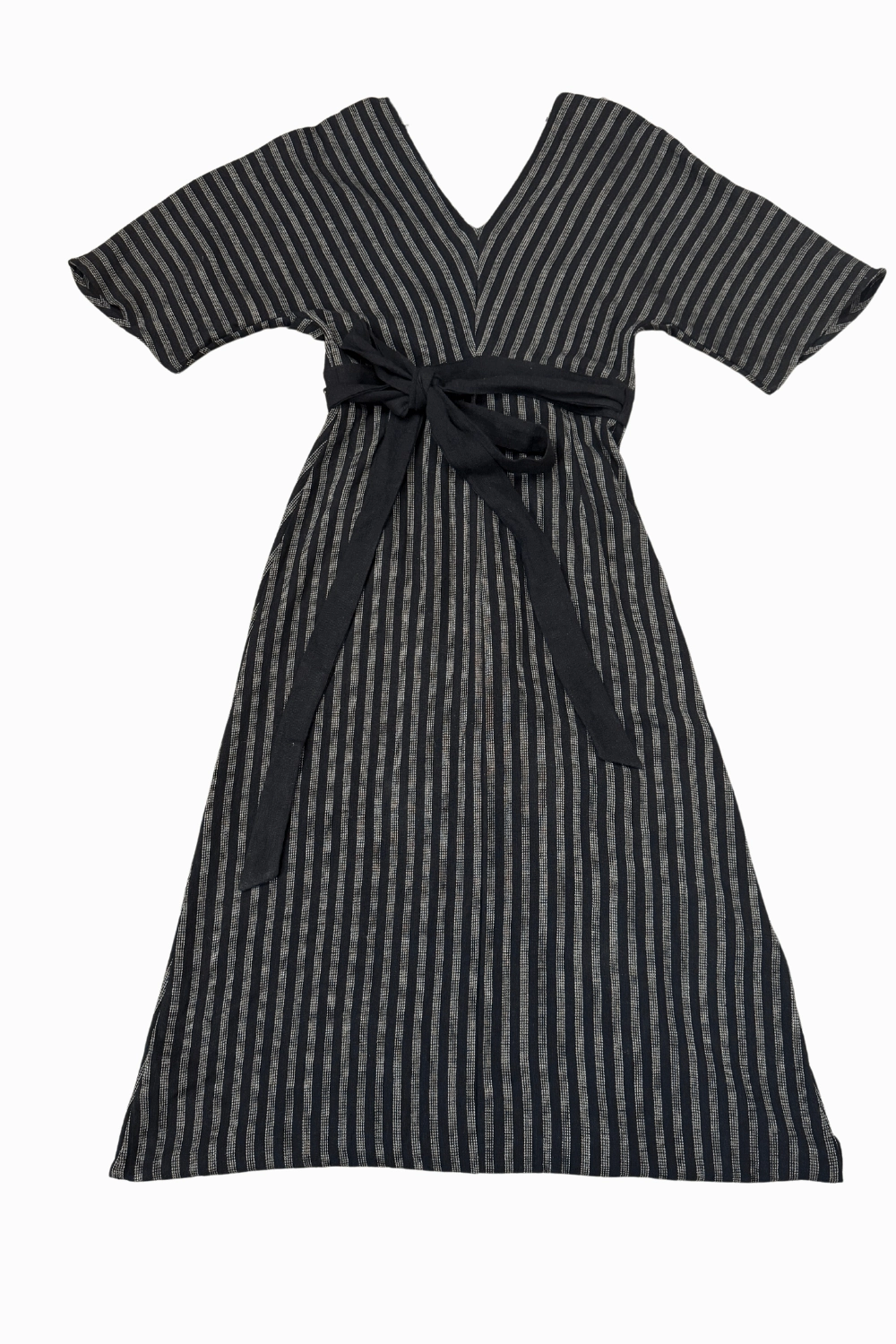 Versatile Layer Wear Side-Pocket Diana Dress in Black 2 Tone Stripe Cotton