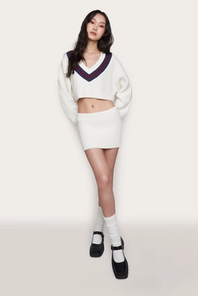 Cool Tone Cotton Rich Guizio X Champion Rib Knit Mini Skirt