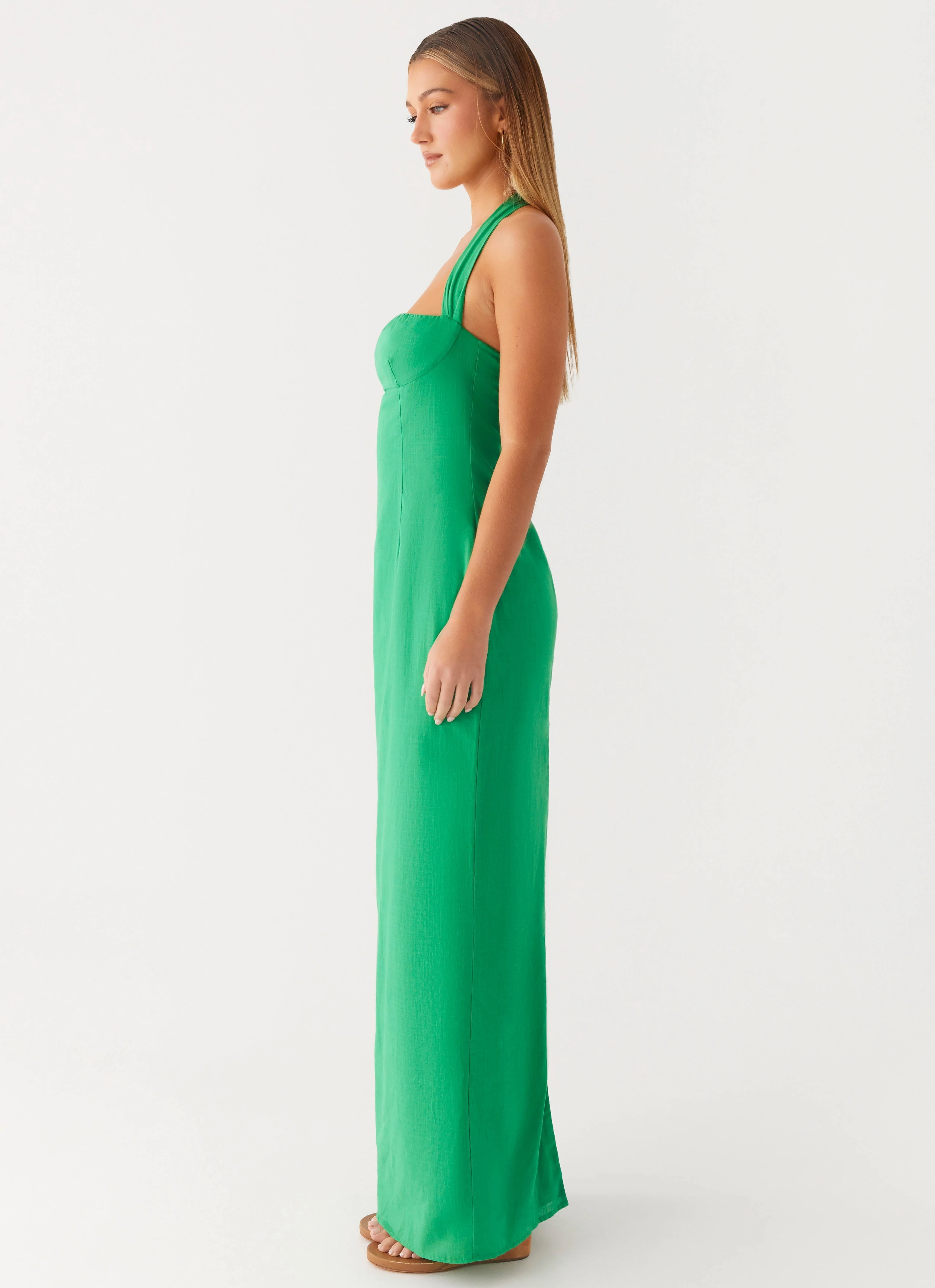Allyse Maxi Dress - Cactus Linen-Blend