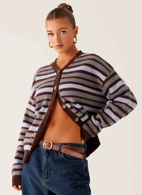 Flexible Material Charlie Oversized Cardigan - Tawny Stripe