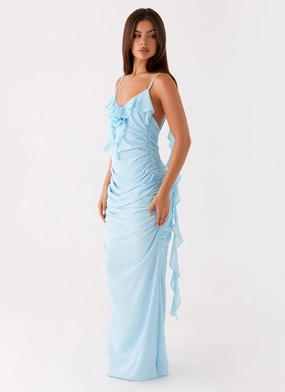 Jasmina Maxi Dress - Blue Silky Shape
