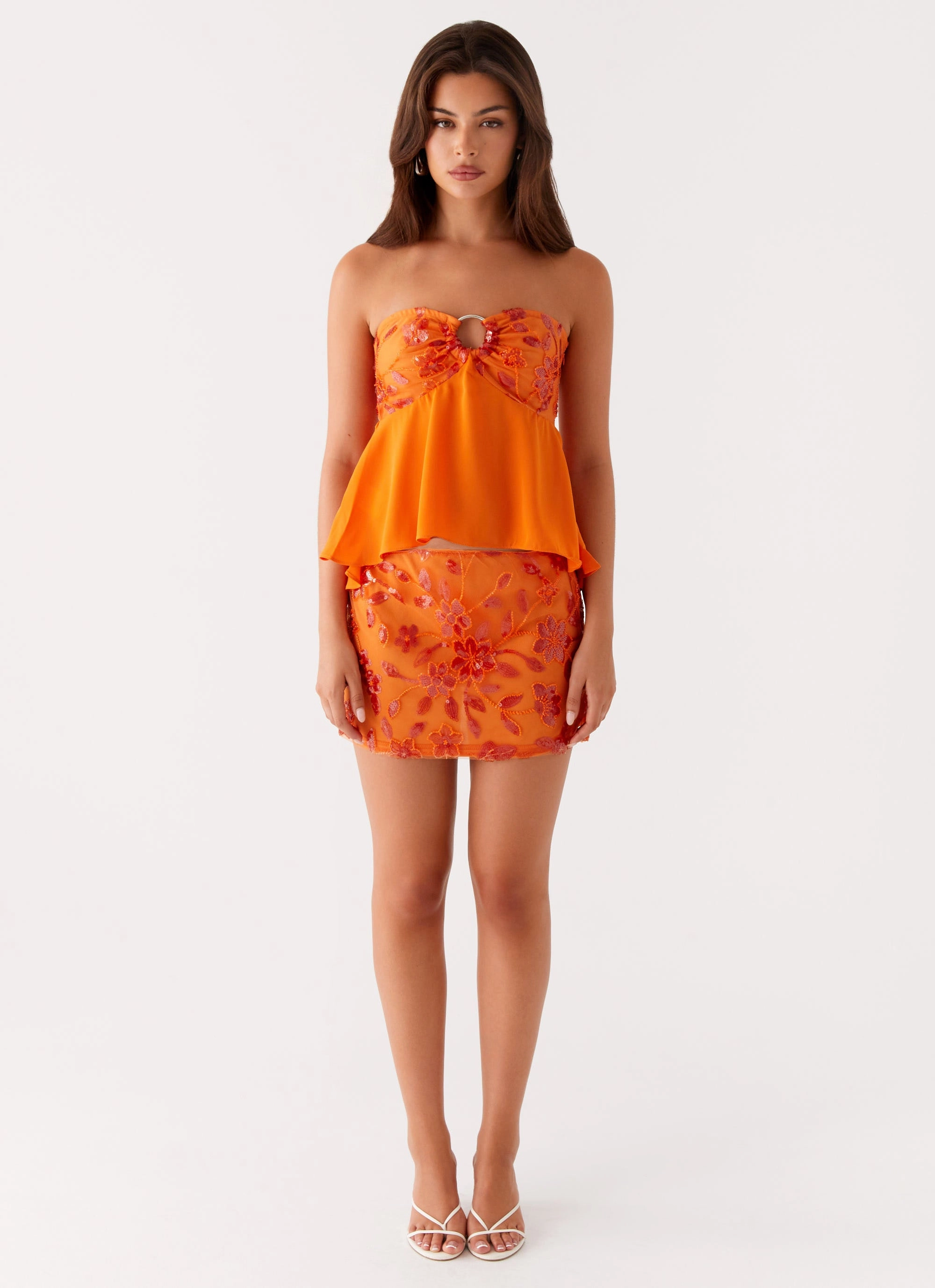 Modern Luxe Kenya Beaded Mini Skirt - Orange