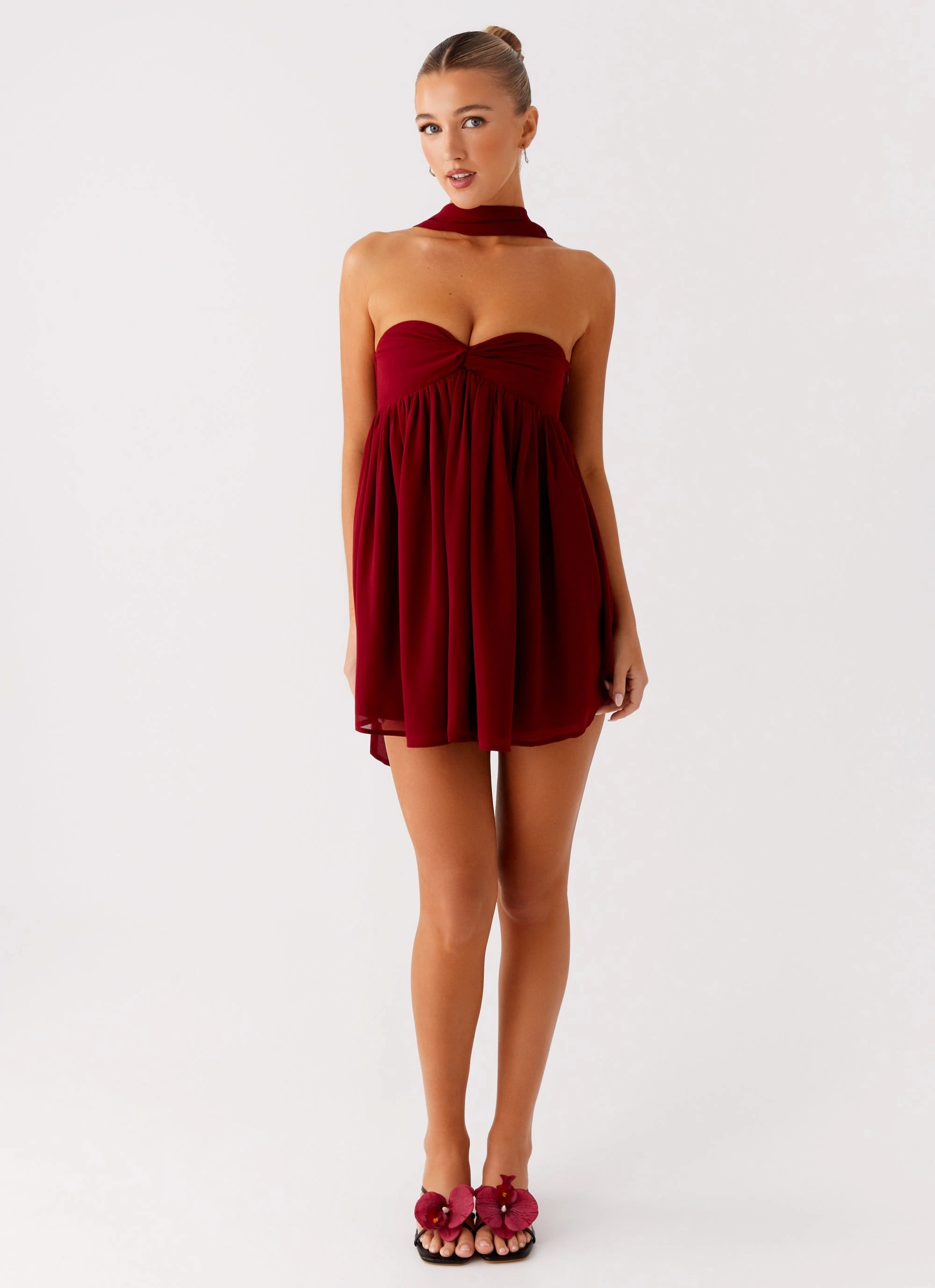 Saturn Mini Dress - Maroon Gentle Flow