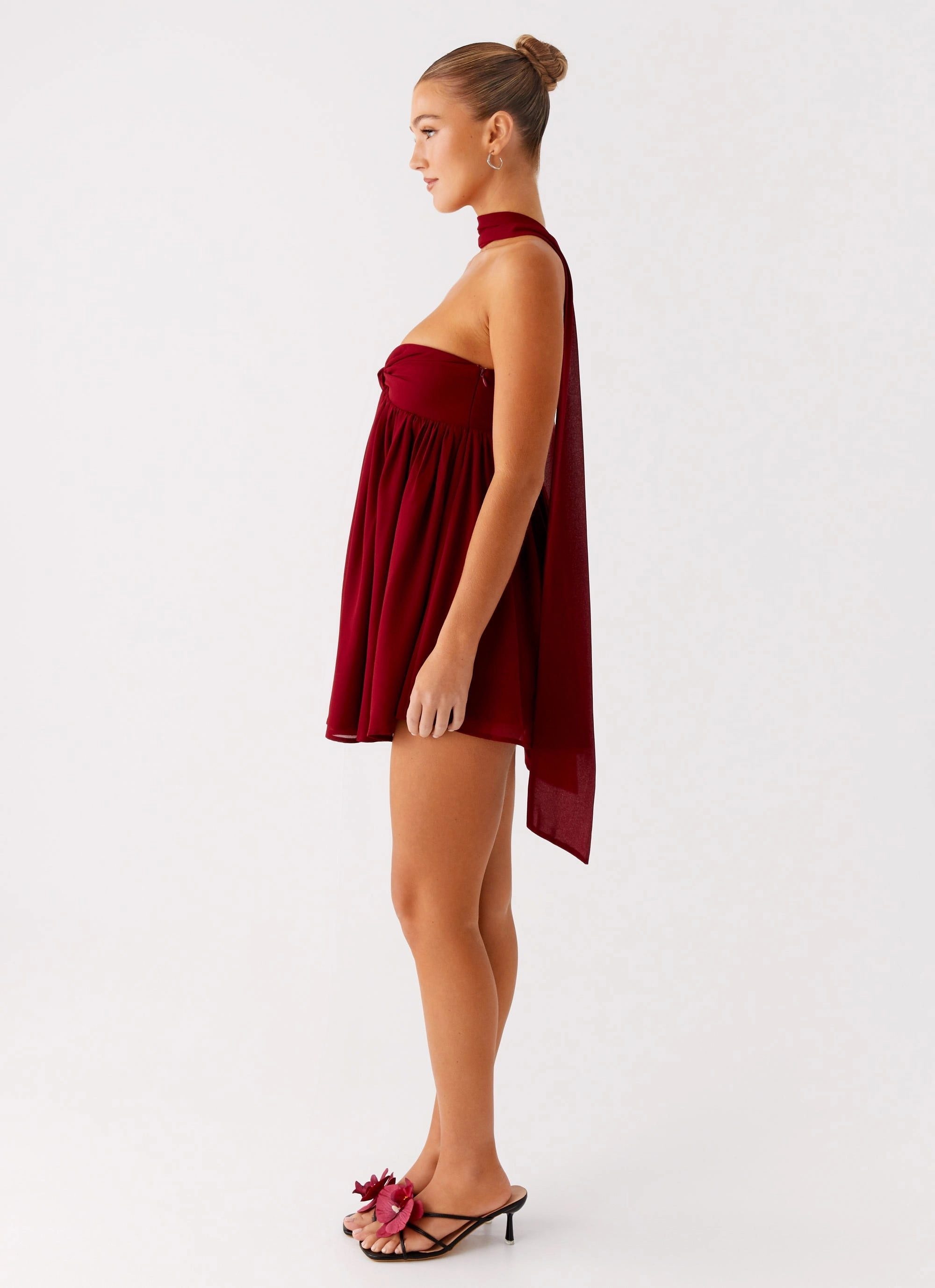 Anti Static Lining Light Moodboard Saturn Mini Dress - Maroon