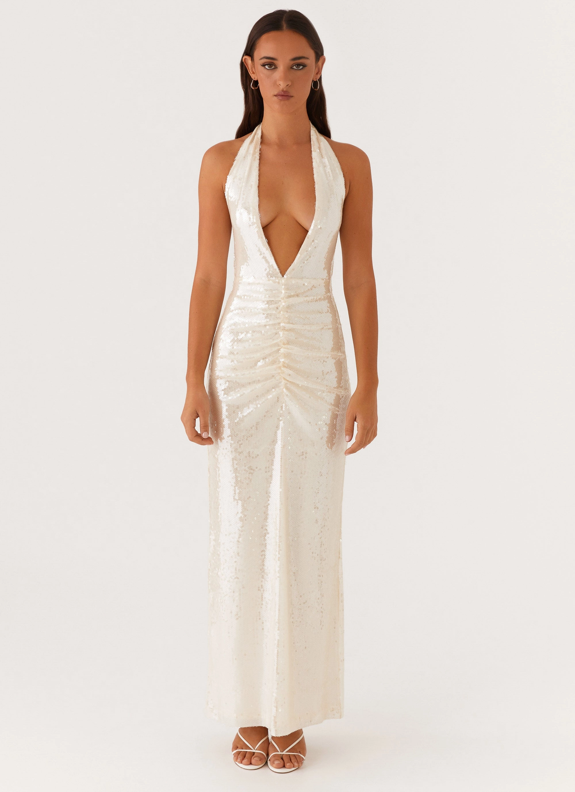 Relax Tones Straight-Cut Whisked Away Halterneck Maxi Dress - White