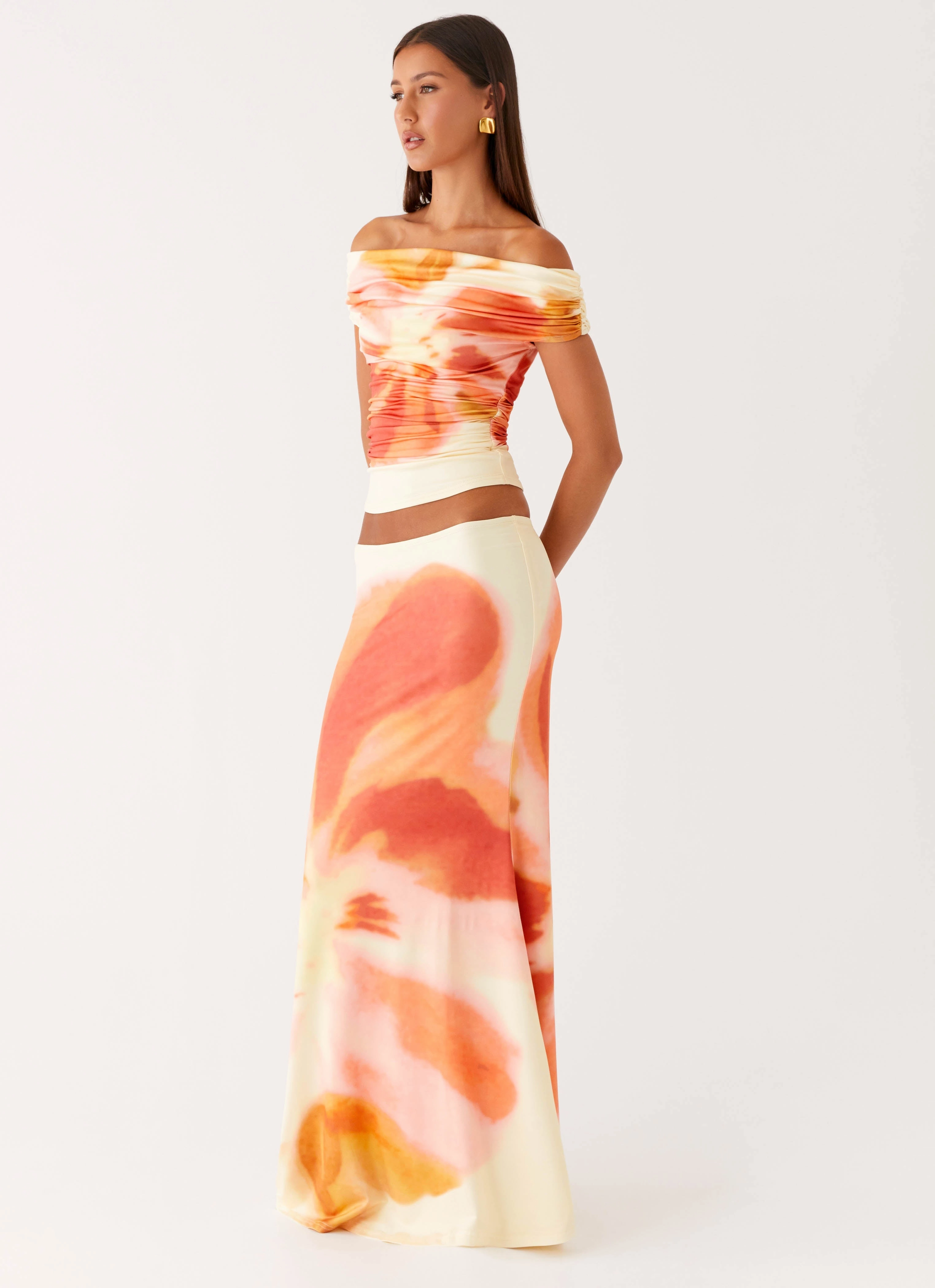 Moka Maxi Skirt - Mimosa Blossom Textured Surface