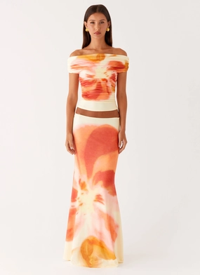 Recycled Polyester Moka Maxi Skirt - Mimosa Blossom