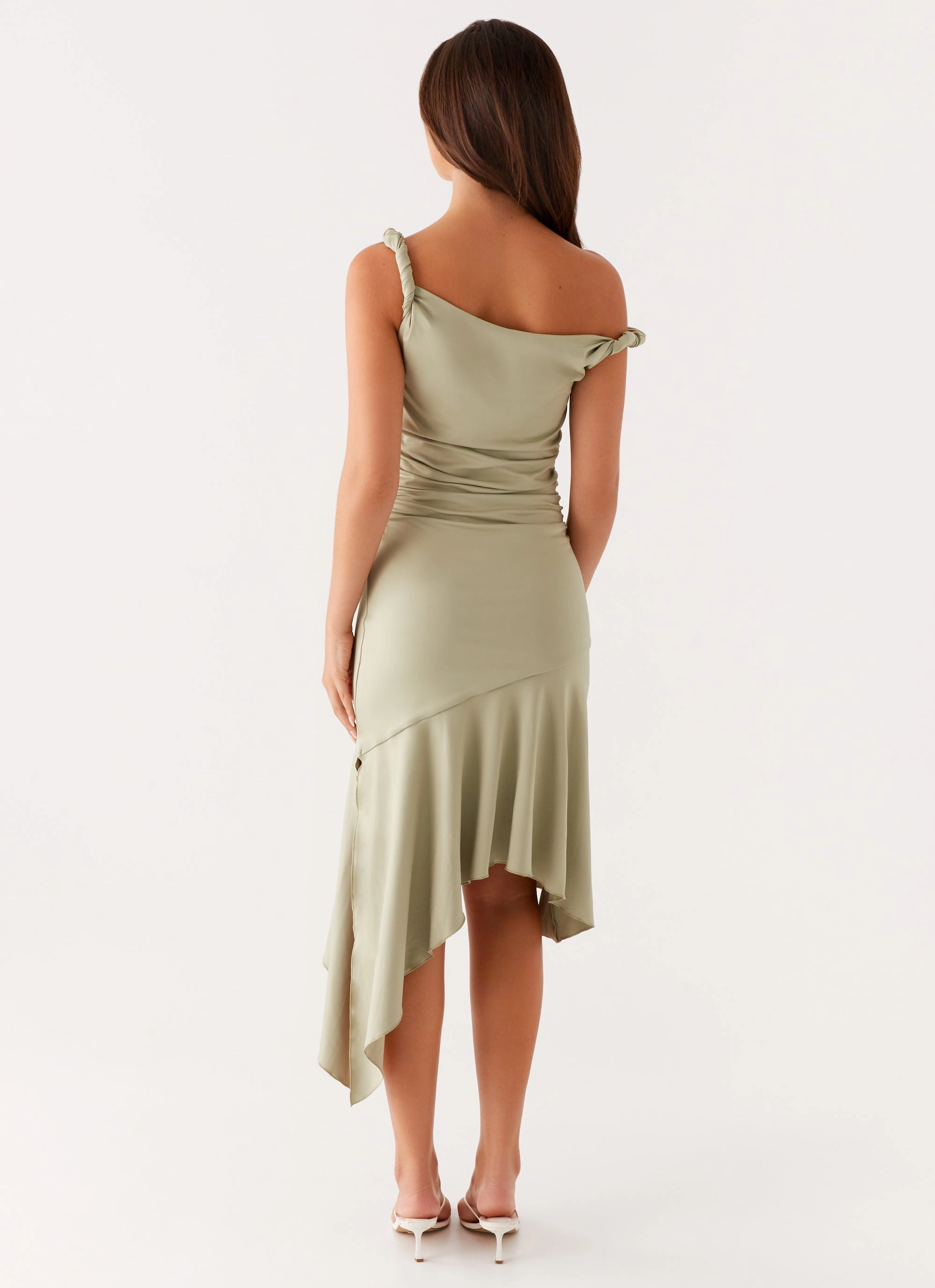 Huntah Midi Dress - Sage Smooth Design Edge Detail