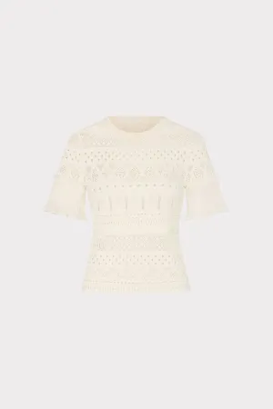 Smocked Finish Pointelle Top Seamless Construction Design Fitted Design